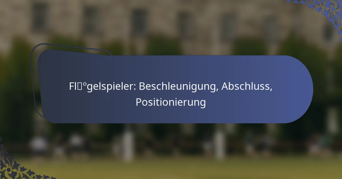 Flügelspieler: Beschleunigung, Abschluss, Positionierung